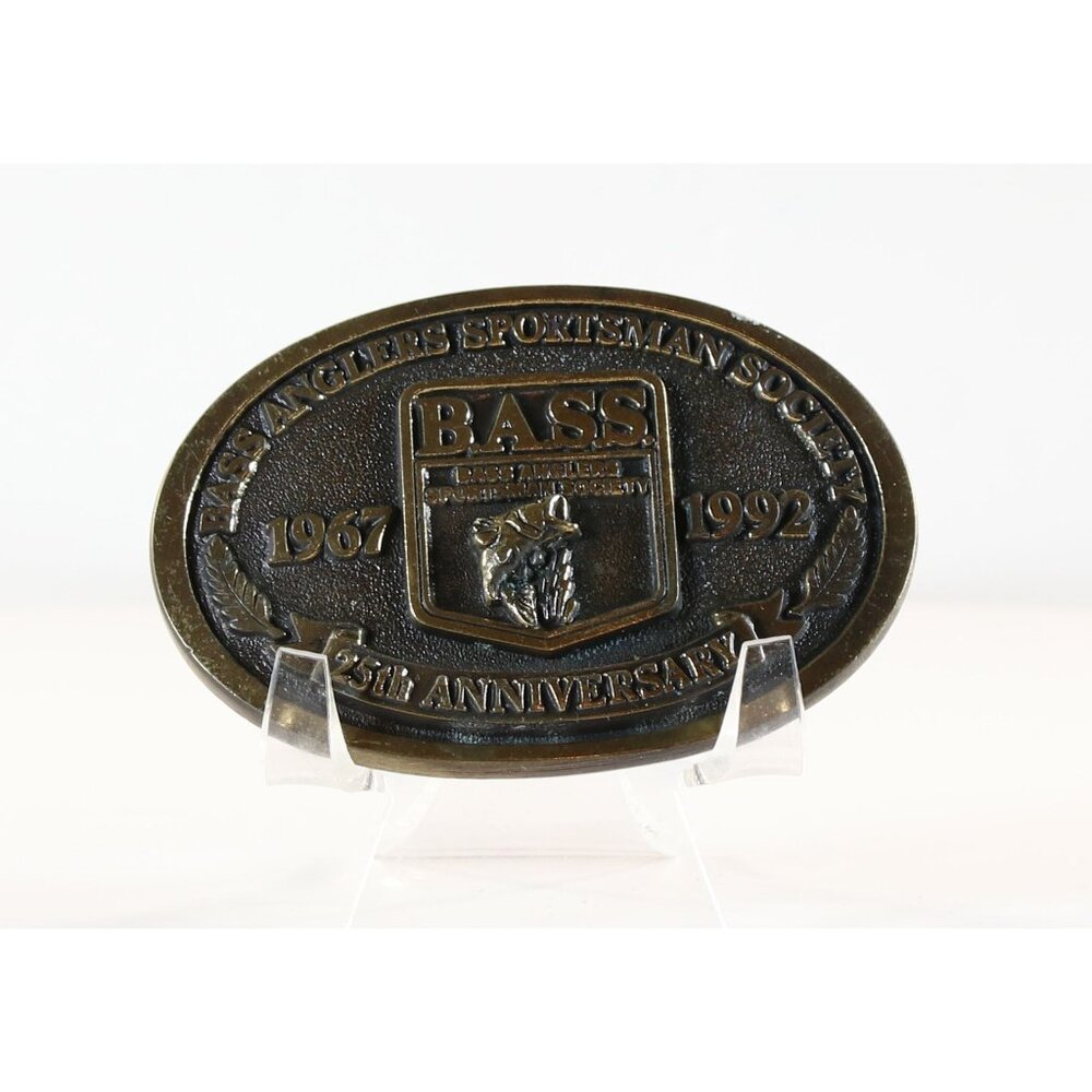 Bass Anglers Sportsman Society Belt Buckle Solid Brass 1992 Vintage USA Made